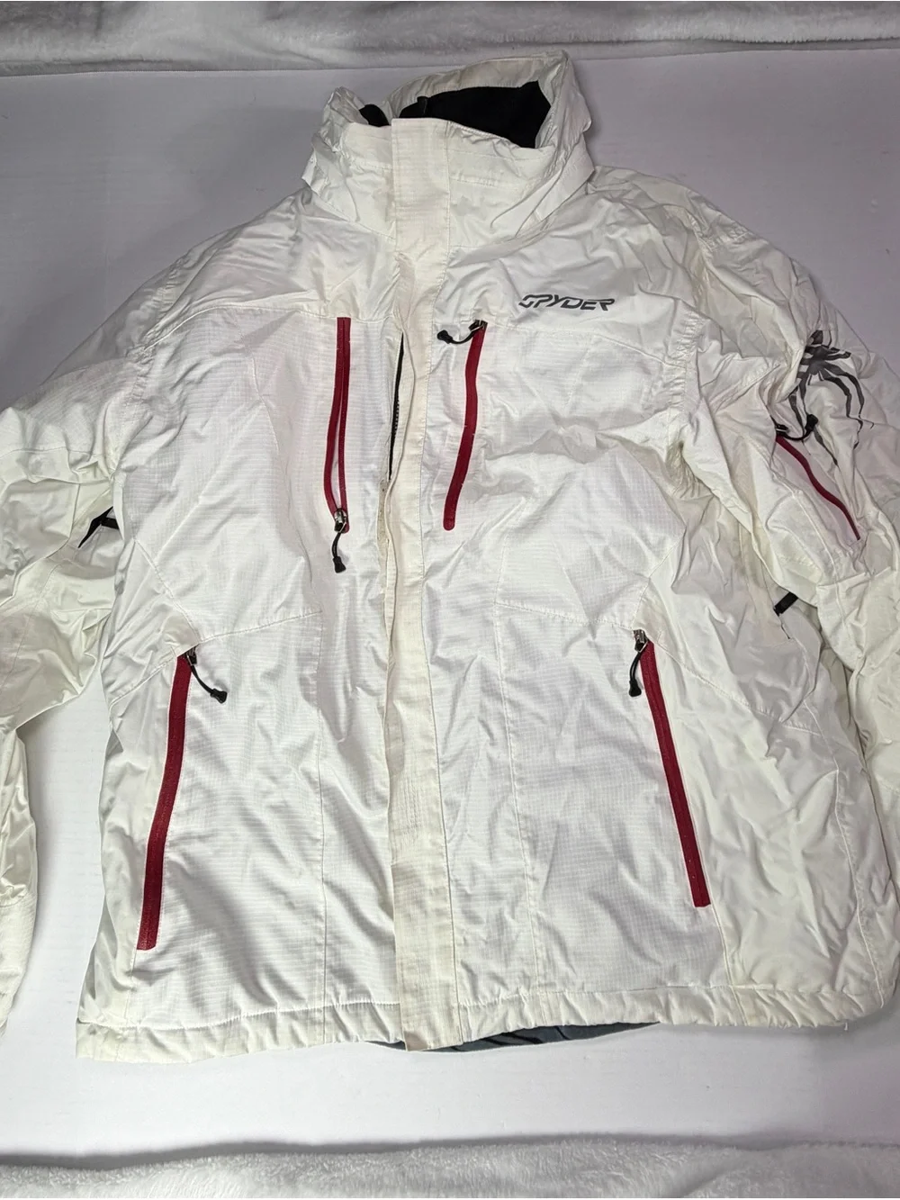 Spyder Gray Jacket with Black and Red Logo Accents